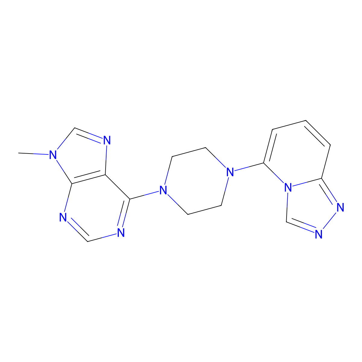 9-methyl-6-(4-{[1,2,4]triazolo[4,3-a]pyridin-5-yl}piperazin-1-yl)-9H-purine molecular structure, CAS 3054574-32-9