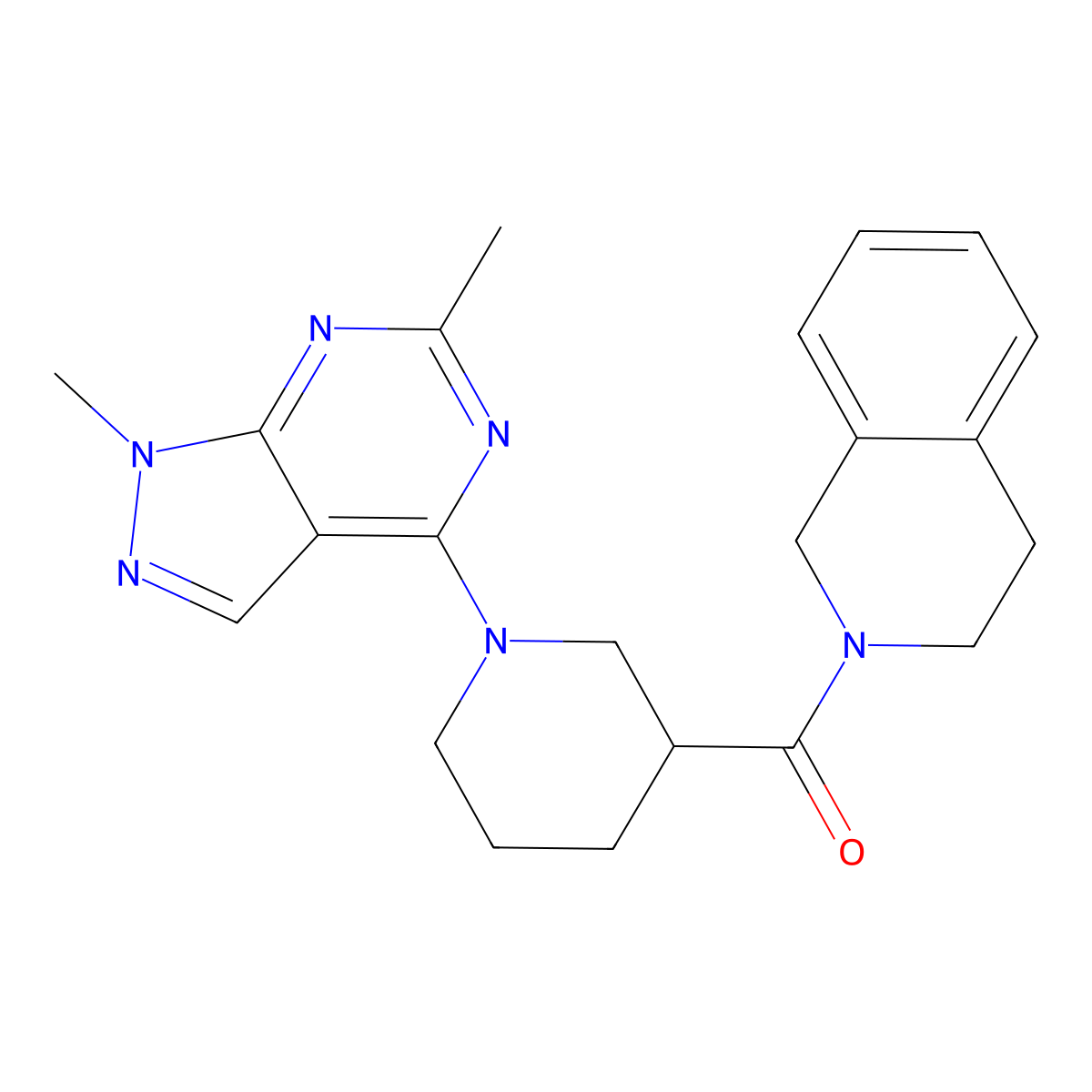2-(1-{1,6-dimethyl-1H-pyrazolo[3,4-d]pyrimidin-4-yl}piperidine-3-carbonyl)-1,2,3,4-tetrahydroisoquinoline molecular structure, CAS 3054574-34-1