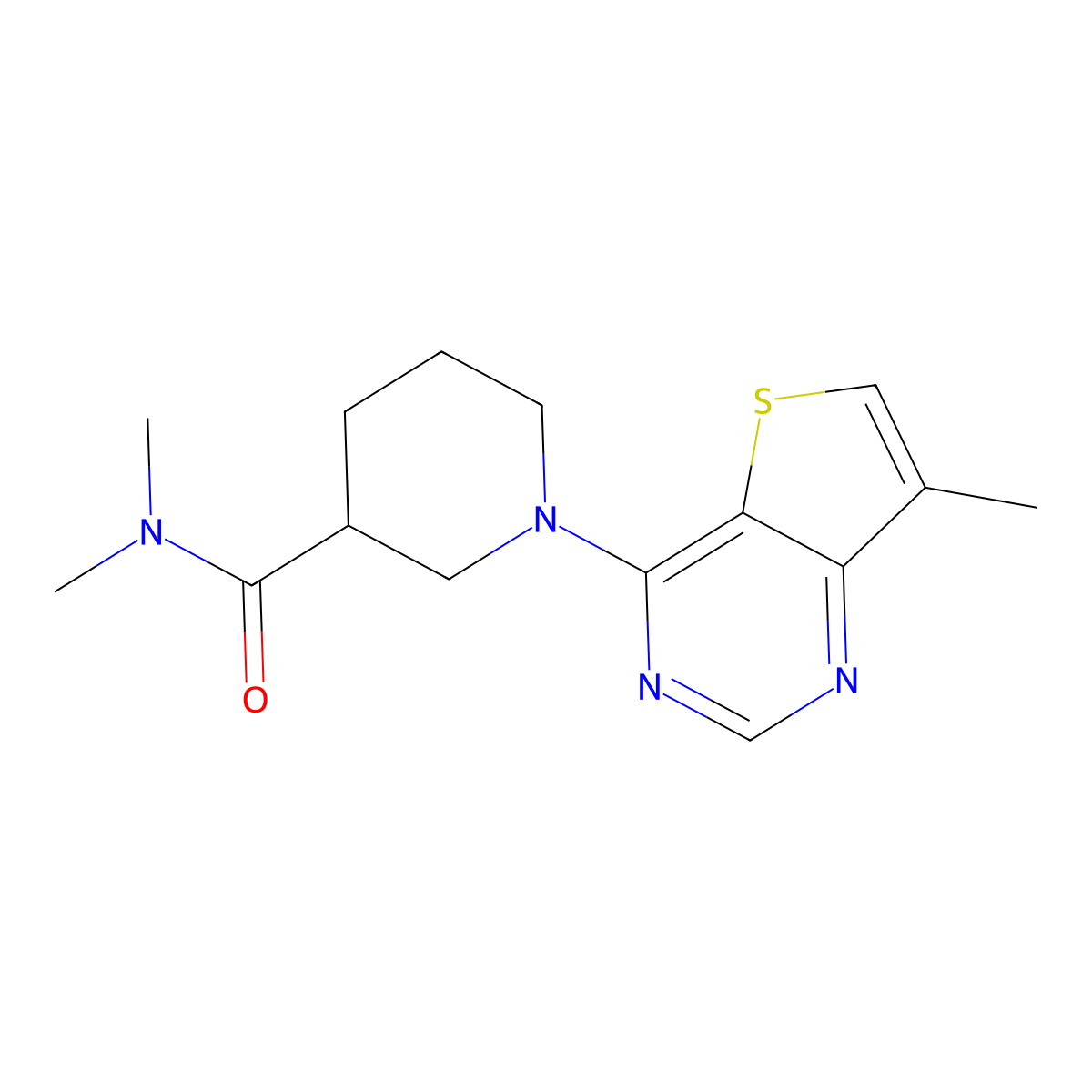 N,N-dimethyl-1-{7-methylthieno[3,2-d]pyrimidin-4-yl}piperidine-3-carboxamide molecular structure, CAS 3054574-37-4