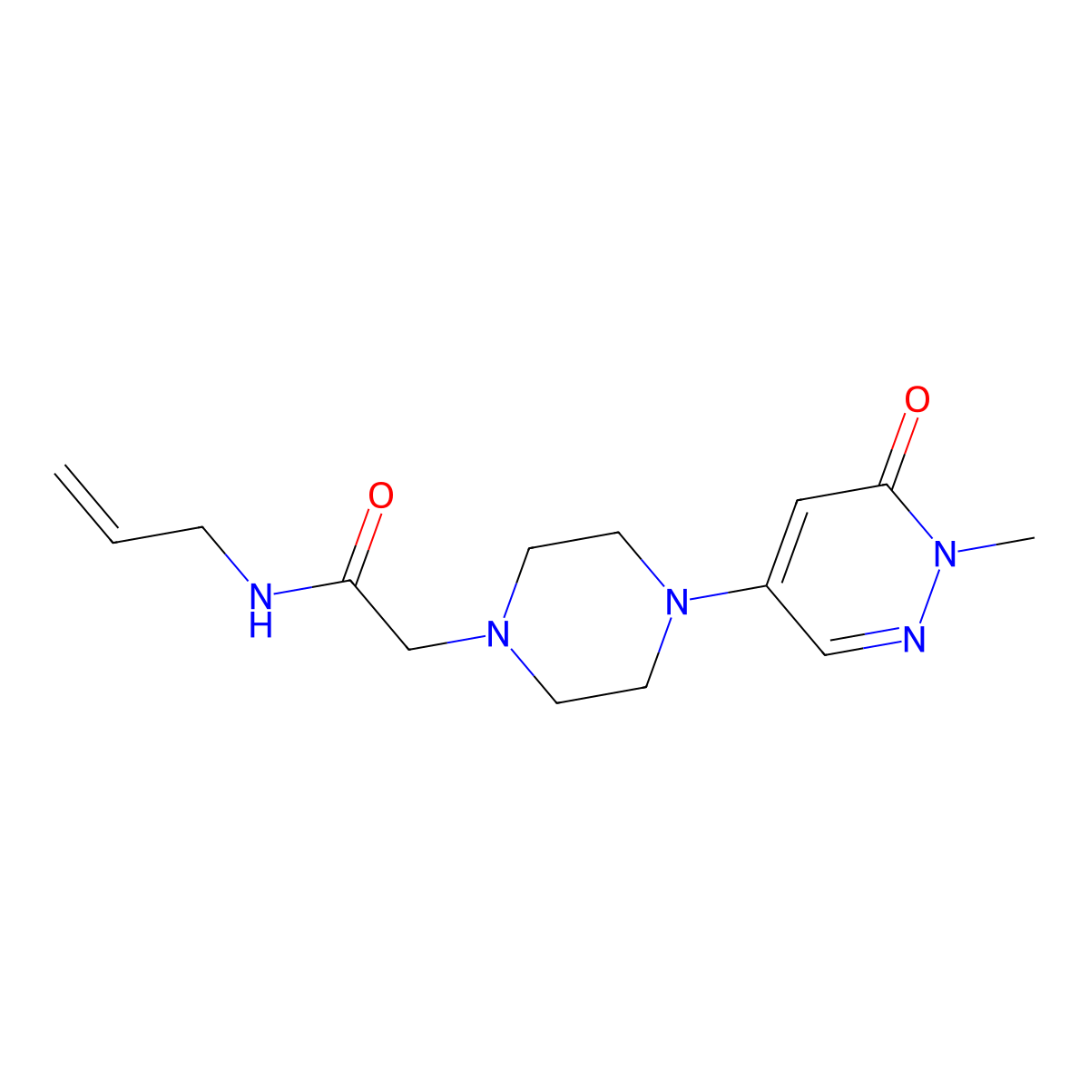 2-[4-(1-methyl-6-oxo-1,6-dihydropyridazin-4-yl)piperazin-1-yl]-N-(prop-2-en-1-yl)acetamide molecular structure, CAS 3054574-39-6