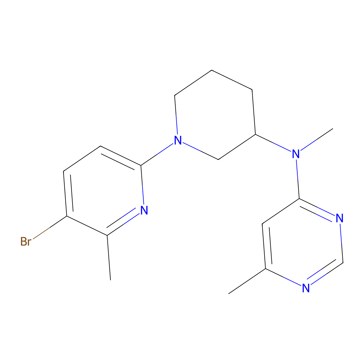 N-[1-(5-bromo-6-methylpyridin-2-yl)piperidin-3-yl]-N,6-dimethylpyrimidin-4-amine molecular structure, CAS 3054574-48-7