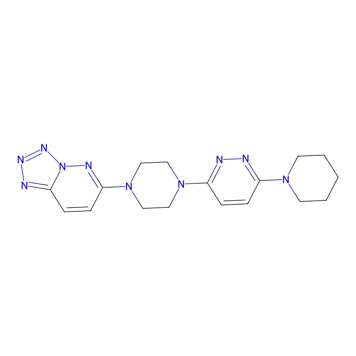 3-(Piperidin-1-yl)-6-(4-{[1,2,3,4]tetrazolo[1,5-b]pyridazin-6-yl}piperazin-1-yl)pyridazine molecular structure, CAS 3054574-55-6