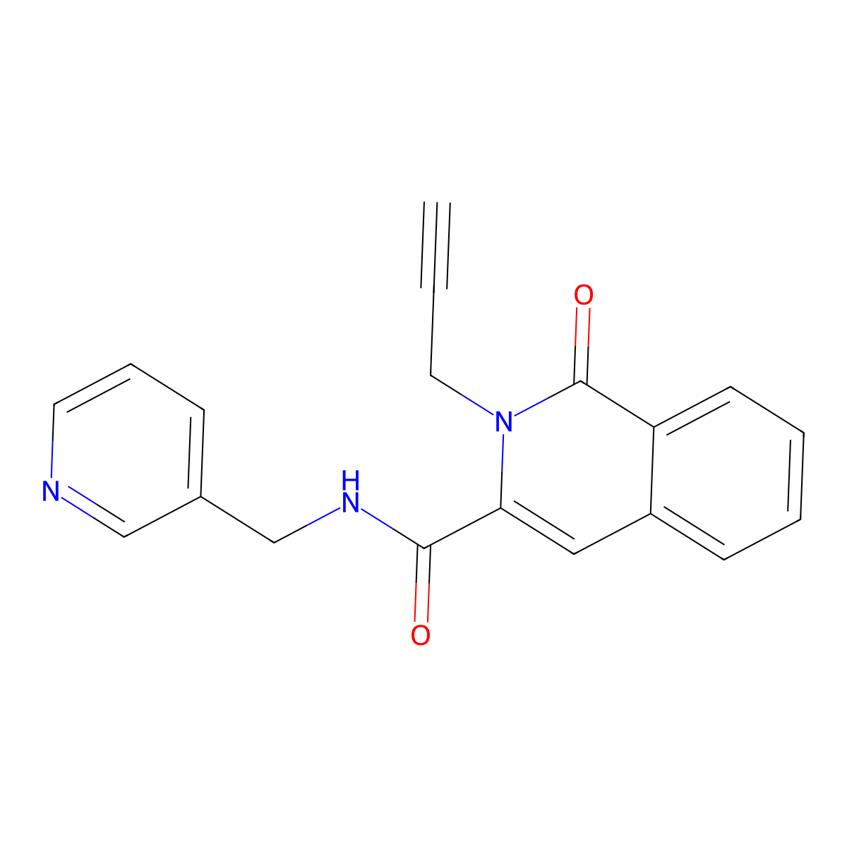 1-oxo-2-(prop-2-yn-1-yl)-N-[(pyridin-3-yl)methyl]-1,2-dihydroisoquinoline-3-carboxamide molecular structure, CAS 3054574-65-8