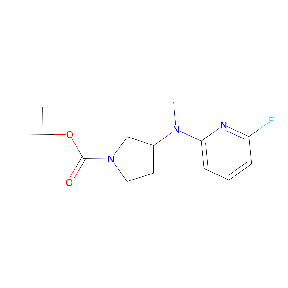 Tert-butyl 3-[(6-fluoropyridin-2-yl)(methyl)amino]pyrrolidine-1-carboxylate molecular structure, CAS 3054574-66-9