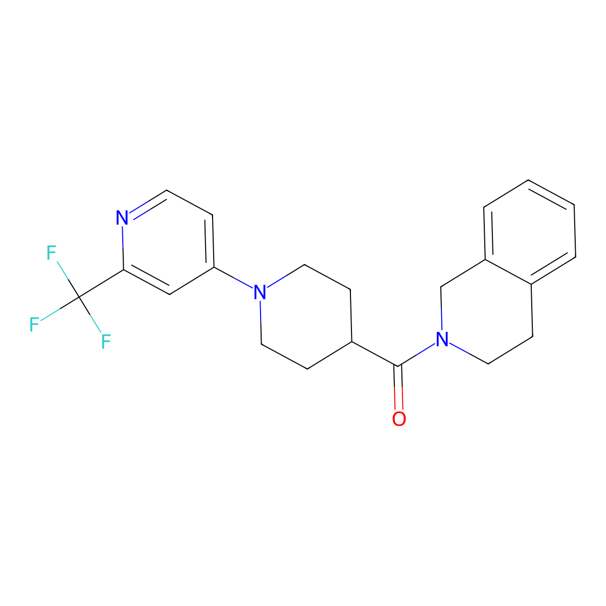 2-{1-[2-(Trifluoromethyl)pyridin-4-yl]piperidine-4-carbonyl}-1,2,3,4-tetrahydroisoquinoline molecular structure, CAS 3054574-70-5