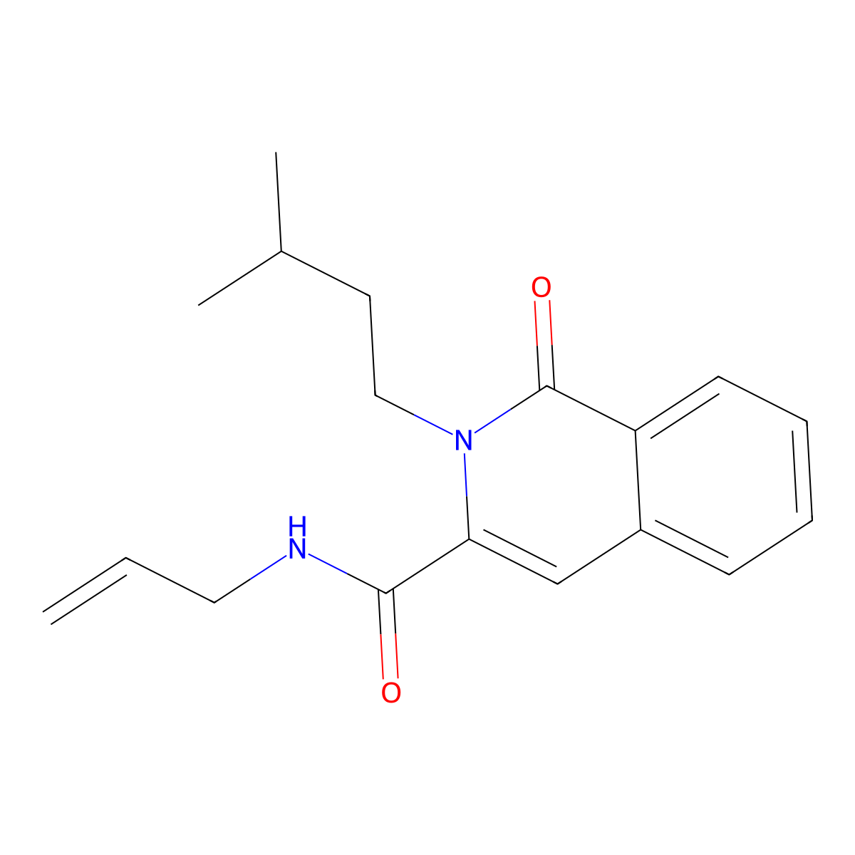 2-(3-methylbutyl)-1-oxo-N-(prop-2-en-1-yl)-1,2-dihydroisoquinoline-3-carboxamide molecular structure, CAS 3054574-74-9