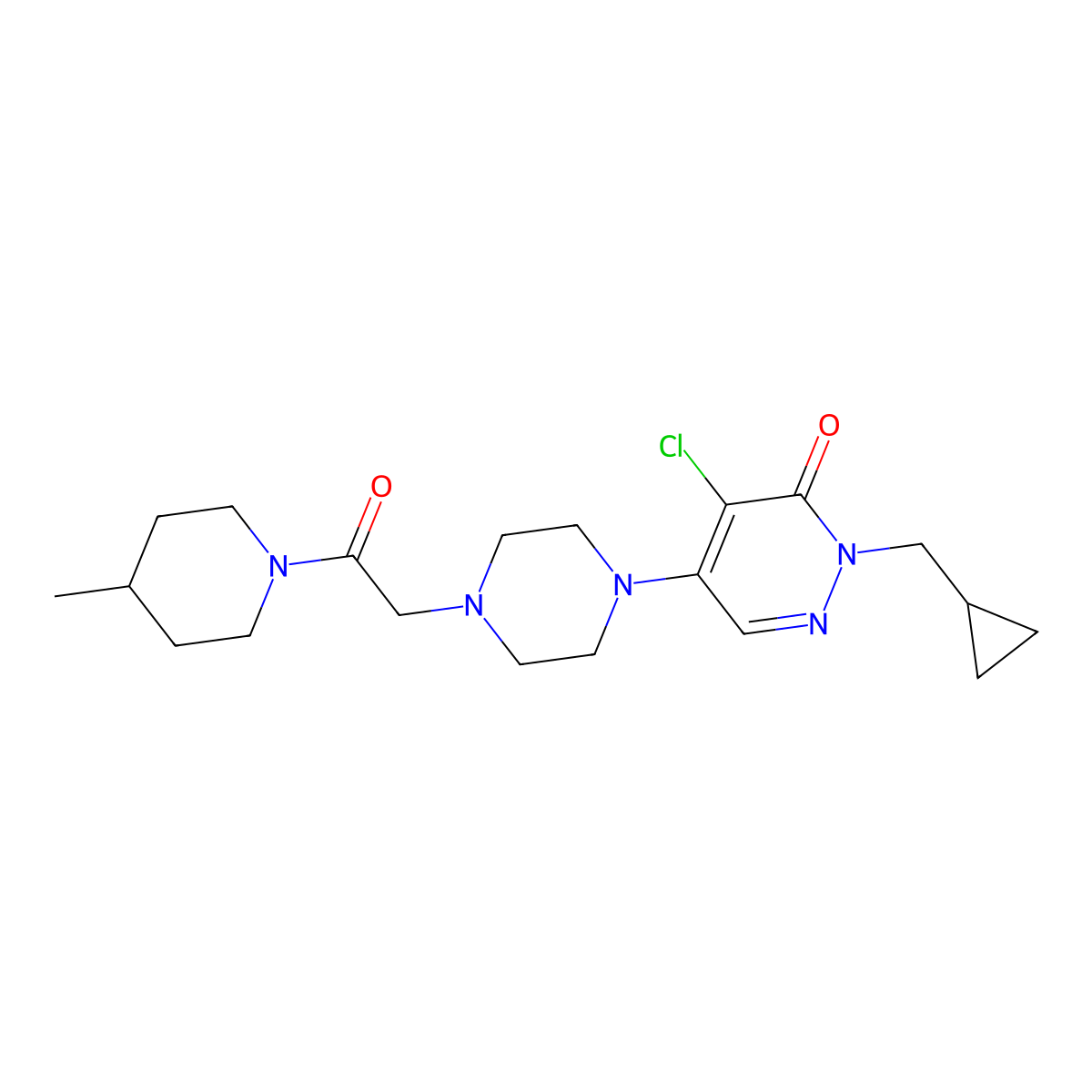 4-Chloro-2-(cyclopropylmethyl)-5-{4-[2-(4-methylpiperidin-1-yl)-2-oxoethyl]piperazin-1-yl}-2,3-dihydropyridazin-3-one molecular structure, CAS 3054574-76-1