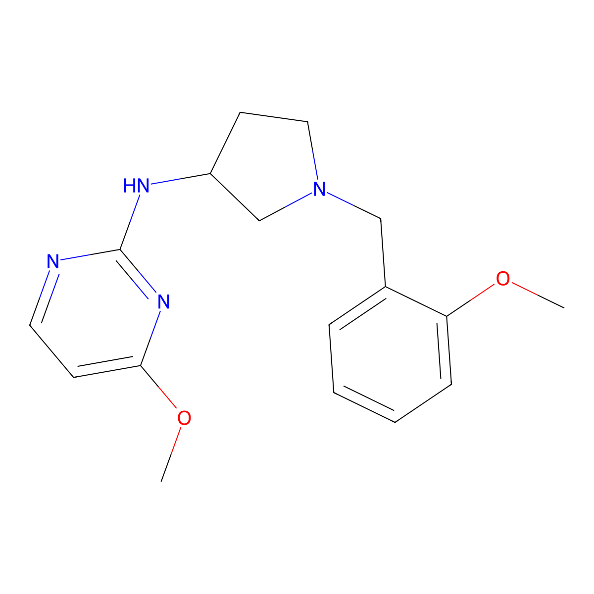 4-methoxy-N-{1-[(2-methoxyphenyl)methyl]pyrrolidin-3-yl}pyrimidin-2-amine molecular structure, CAS 3054574-86-3