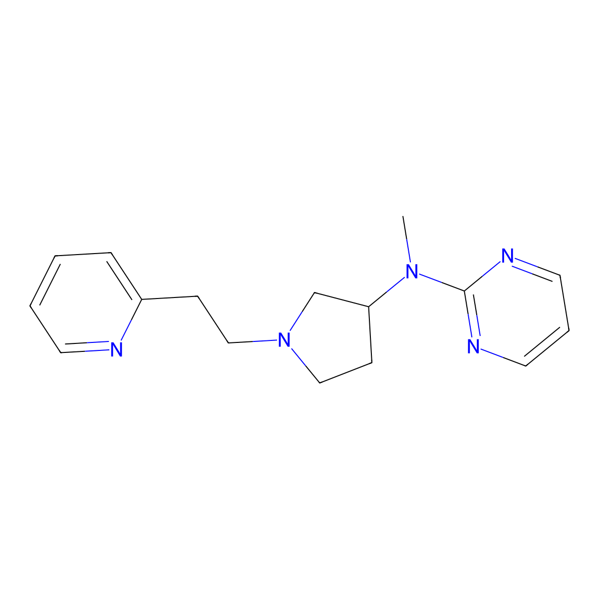 N-methyl-N-{1-[2-(pyridin-2-yl)ethyl]pyrrolidin-3-yl}pyrimidin-2-amine molecular structure, CAS 3054574-89-6
