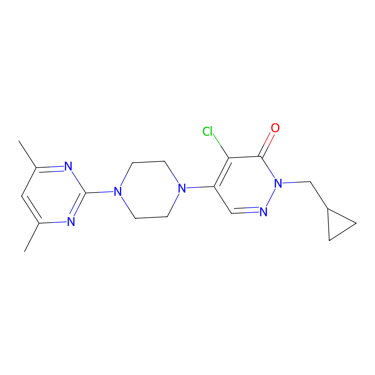 4-Chloro-2-(cyclopropylmethyl)-5-[4-(4,6-dimethylpyrimidin-2-yl)piperazin-1-yl]-2,3-dihydropyridazin-3-one molecular structure, CAS 3054574-91-0