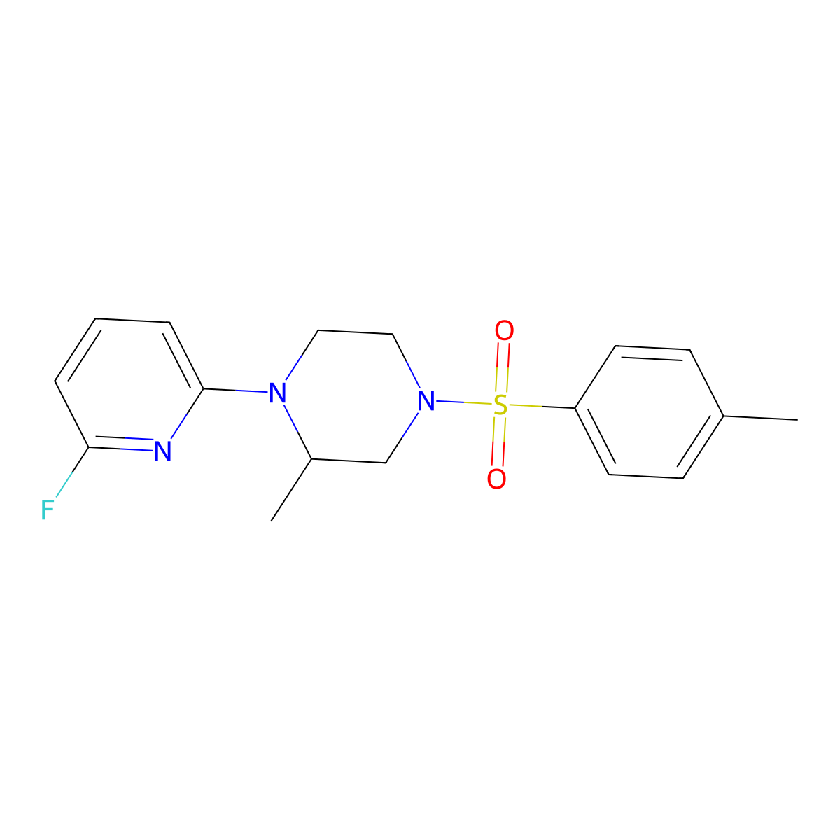 1-(6-Fluoropyridin-2-yl)-2-methyl-4-(4-methylbenzenesulfonyl)piperazine molecular structure, CAS 3054574-94-3