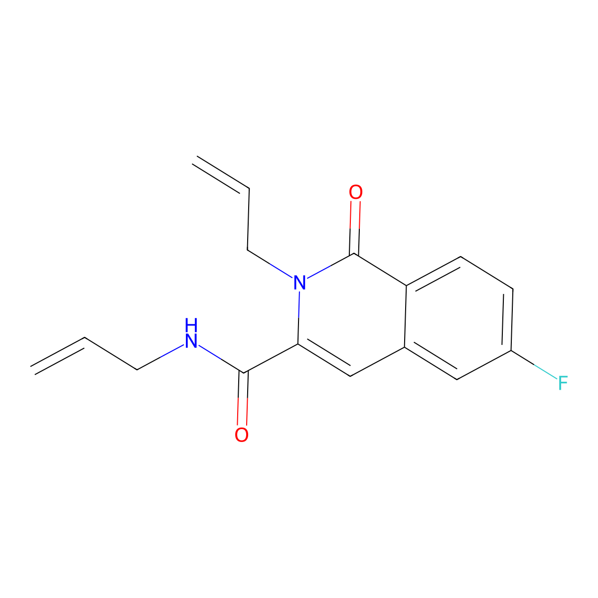6-fluoro-1-oxo-N,2-bis(prop-2-en-1-yl)-1,2-dihydroisoquinoline-3-carboxamide molecular structure, CAS 3054575-00-4