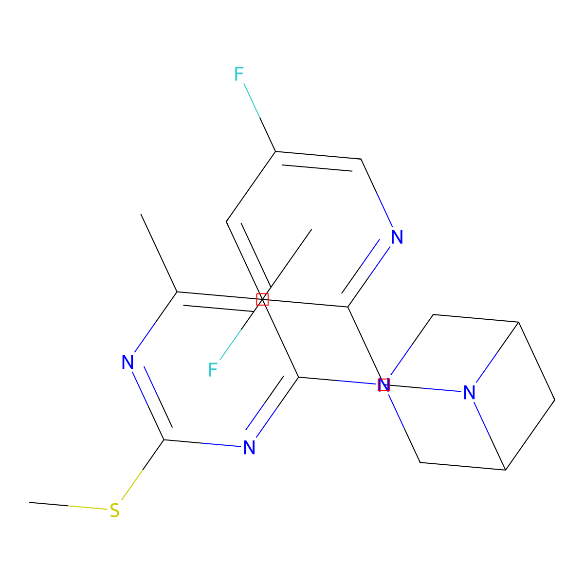 6-[(3,5-Difluoropyridin-2-yl)methyl]-3-[5,6-dimethyl-2-(methylsulfanyl)pyrimidin-4-yl]-3,6-diazabicyclo[3.1.1]heptane molecular structure, CAS 3054575-04-8