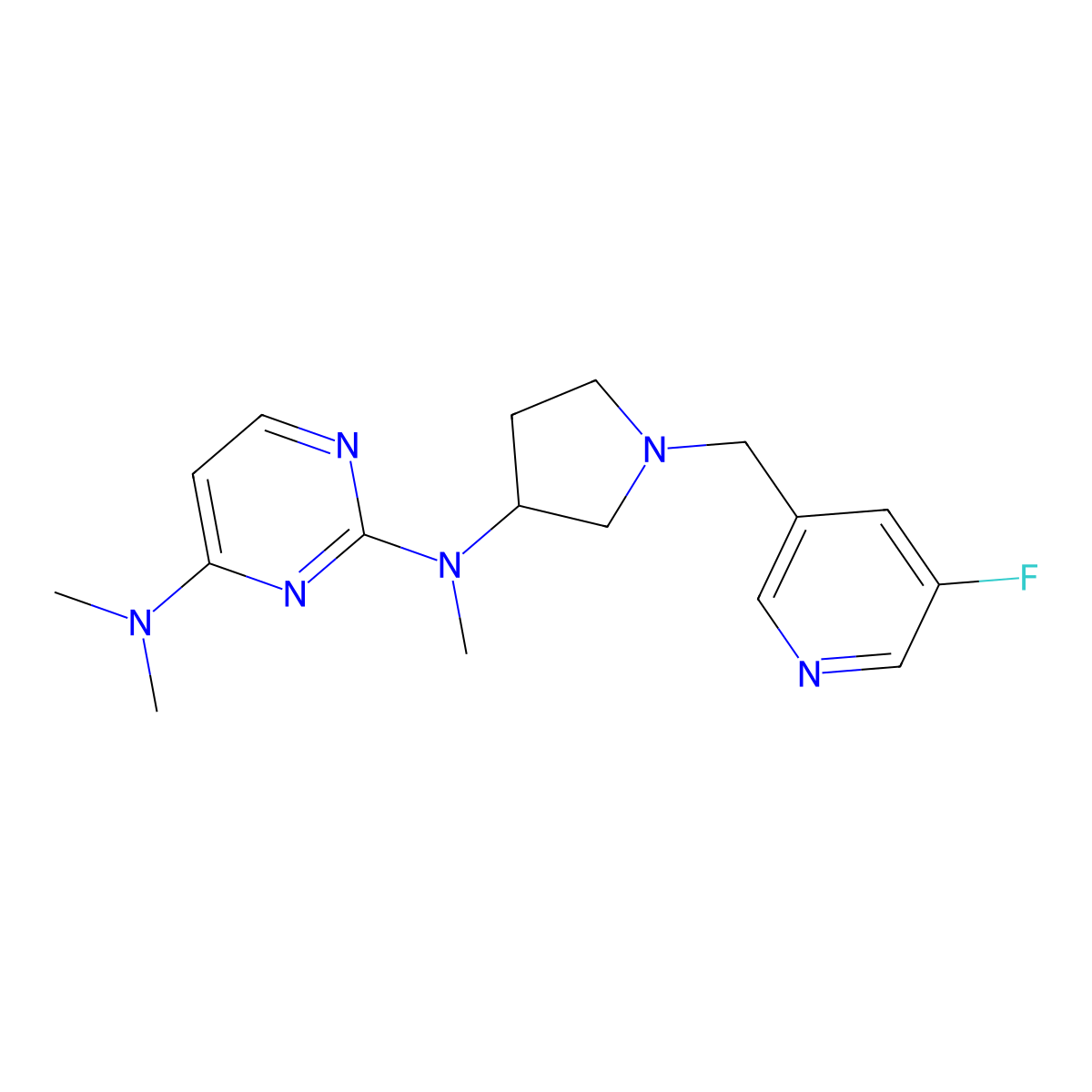 N2-{1-[(5-fluoropyridin-3-yl)methyl]pyrrolidin-3-yl}-N2,N4,N4-trimethylpyrimidine-2,4-diamine molecular structure, CAS 3054575-06-0