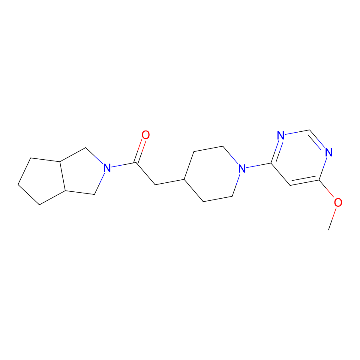 2-[1-(6-Methoxypyrimidin-4-yl)piperidin-4-yl]-1-{octahydrocyclopenta[c]pyrrol-2-yl}ethan-1-one molecular structure, CAS 3054575-10-6