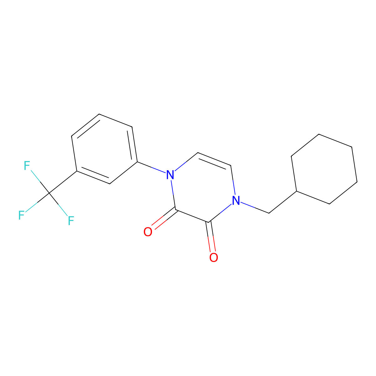 1-(Cyclohexylmethyl)-4-[3-(trifluoromethyl)phenyl]-1,2,3,4-tetrahydropyrazine-2,3-dione molecular structure, CAS 3054575-12-8