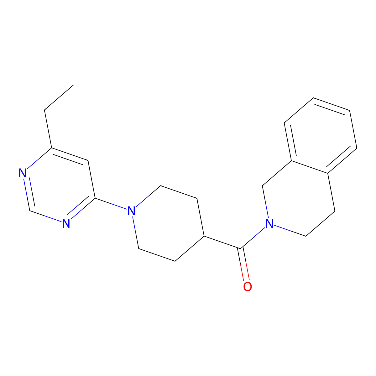 2-[1-(6-Ethylpyrimidin-4-yl)piperidine-4-carbonyl]-1,2,3,4-tetrahydroisoquinoline molecular structure, CAS 3054575-20-8