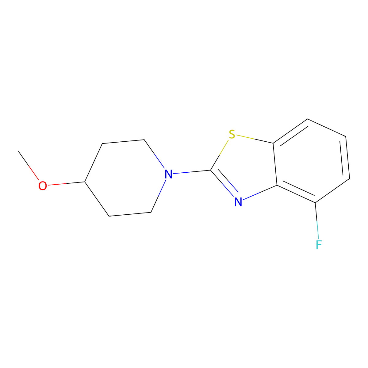 4-Fluoro-2-(4-methoxypiperidin-1-yl)-1,3-benzothiazole molecular structure, CAS 3054575-25-3