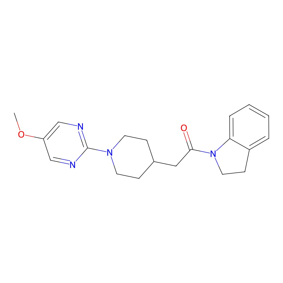 1-(2,3-Dihydroindol-1-yl)-2-[1-(5-methoxypyrimidin-2-yl)piperidin-4-yl]ethanone molecular structure, CAS 3054575-26-4
