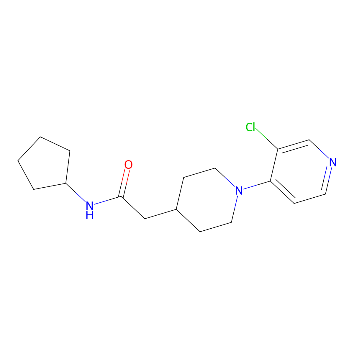 2-[1-(3-chloropyridin-4-yl)piperidin-4-yl]-N-cyclopentylacetamide molecular structure, CAS 3054575-29-7
