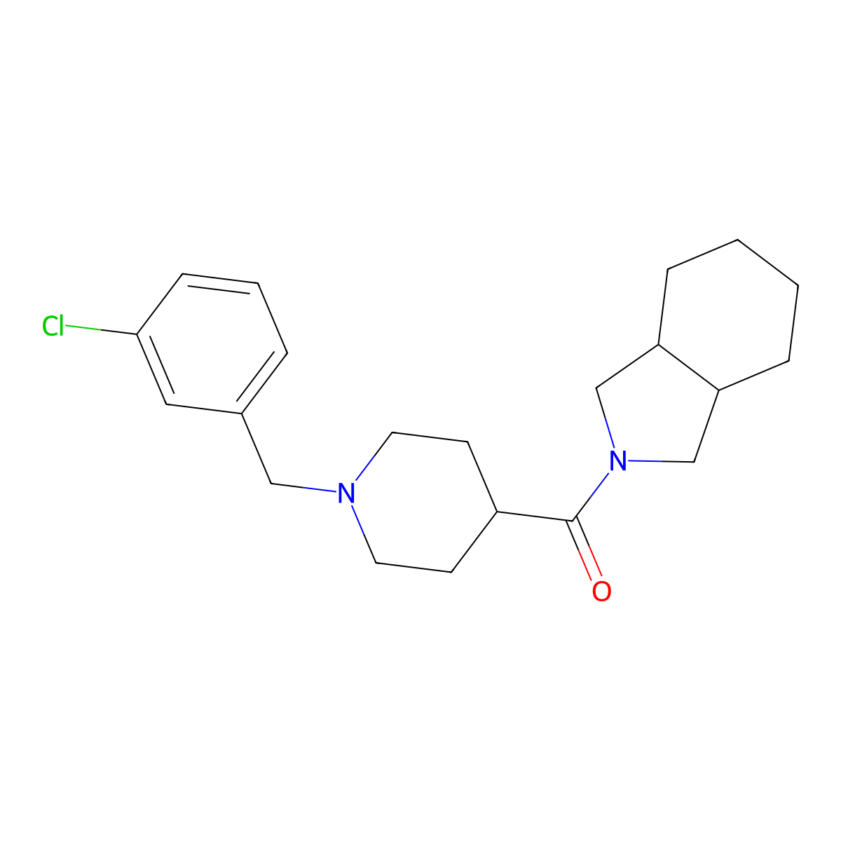 2-{1-[(3-chlorophenyl)methyl]piperidine-4-carbonyl}-octahydro-1H-isoindole molecular structure, CAS 3054575-36-6