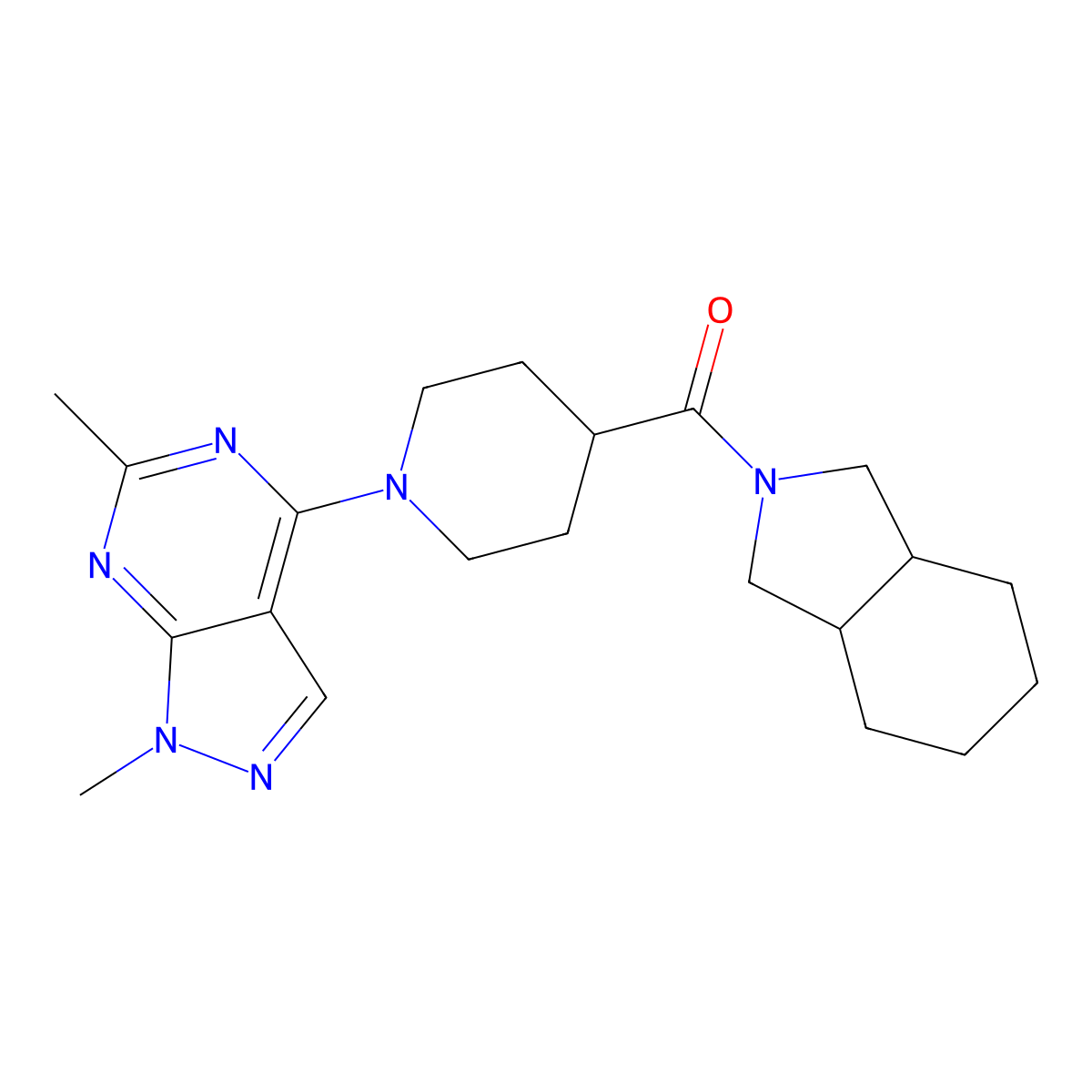 2-(1-{1,6-dimethyl-1H-pyrazolo[3,4-d]pyrimidin-4-yl}piperidine-4-carbonyl)-octahydro-1H-isoindole molecular structure, CAS 3054575-43-5