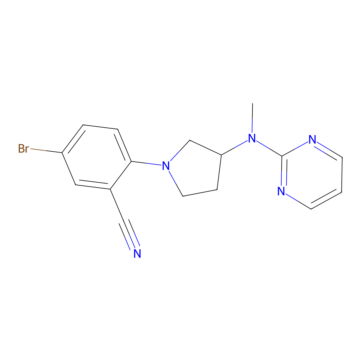 5-Bromo-2-{3-[methyl(pyrimidin-2-yl)amino]pyrrolidin-1-yl}benzonitrile molecular structure, CAS 3054575-48-0