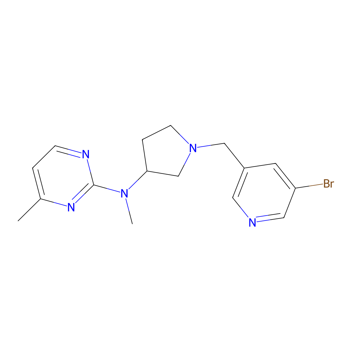 N-{1-[(5-bromopyridin-3-yl)methyl]pyrrolidin-3-yl}-N,4-dimethylpyrimidin-2-amine molecular structure, CAS 3054575-49-1