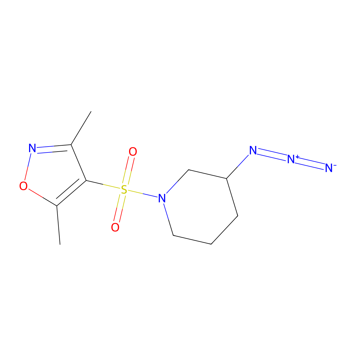 3-Azido-1-[(3,5-dimethyl-1,2-oxazol-4-yl)sulfonyl]piperidine molecular structure, CAS 3054575-54-8