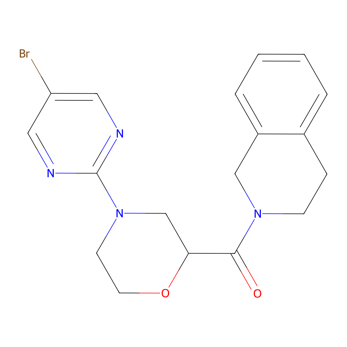 2-[4-(5-Bromopyrimidin-2-yl)morpholine-2-carbonyl]-1,2,3,4-tetrahydroisoquinoline molecular structure, CAS 3054575-56-0