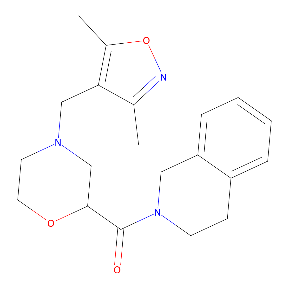 2-{4-[(3,5-Dimethyl-1,2-oxazol-4-yl)methyl]morpholine-2-carbonyl}-1,2,3,4-tetrahydroisoquinoline molecular structure, CAS 3054575-63-9