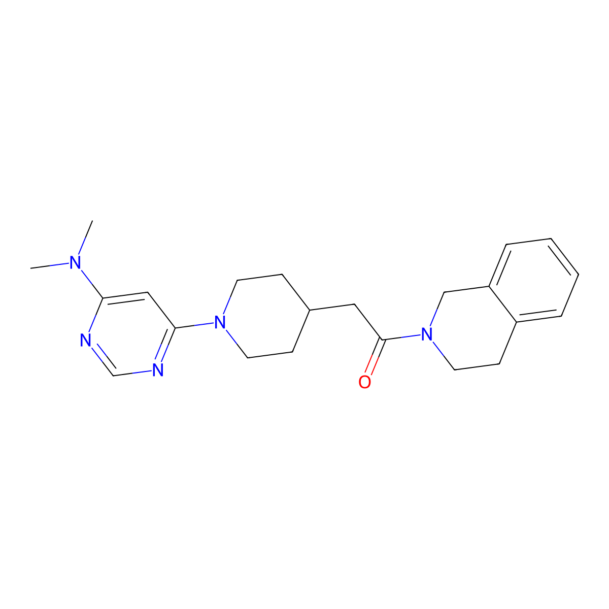 2-{1-[6-(Dimethylamino)pyrimidin-4-yl]piperidin-4-yl}-1-(1,2,3,4-tetrahydroisoquinolin-2-yl)ethan-1-one molecular structure, CAS 3054575-64-0