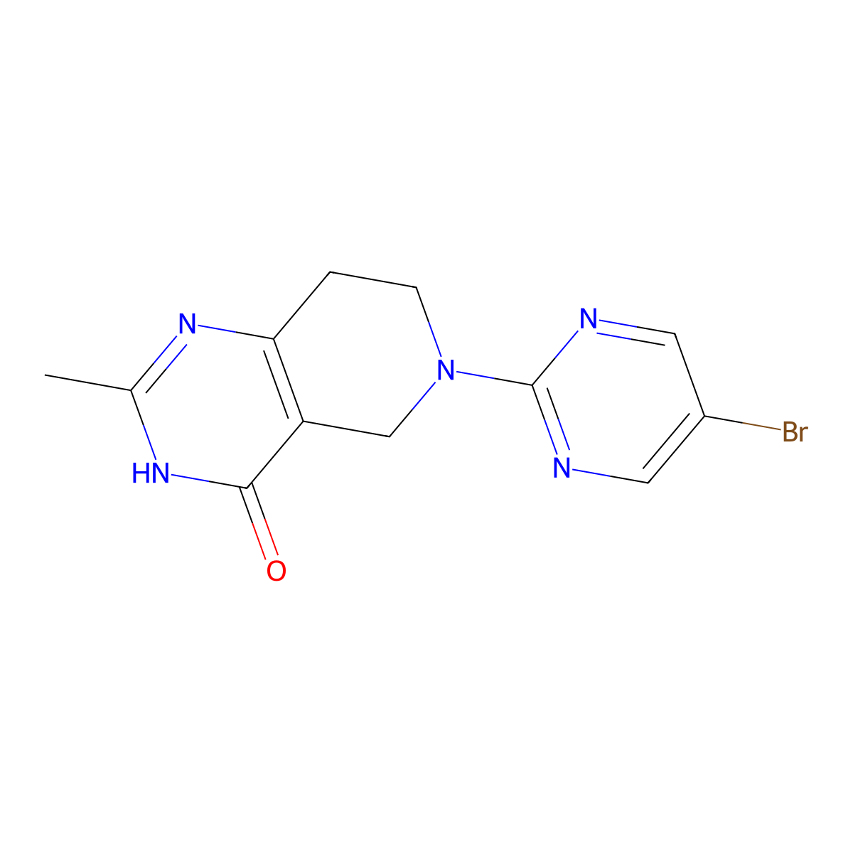 6-(5-bromopyrimidin-2-yl)-2-methyl-3H,4H,5H,6H,7H,8H-pyrido[4,3-d]pyrimidin-4-one molecular structure, CAS 3054575-66-2