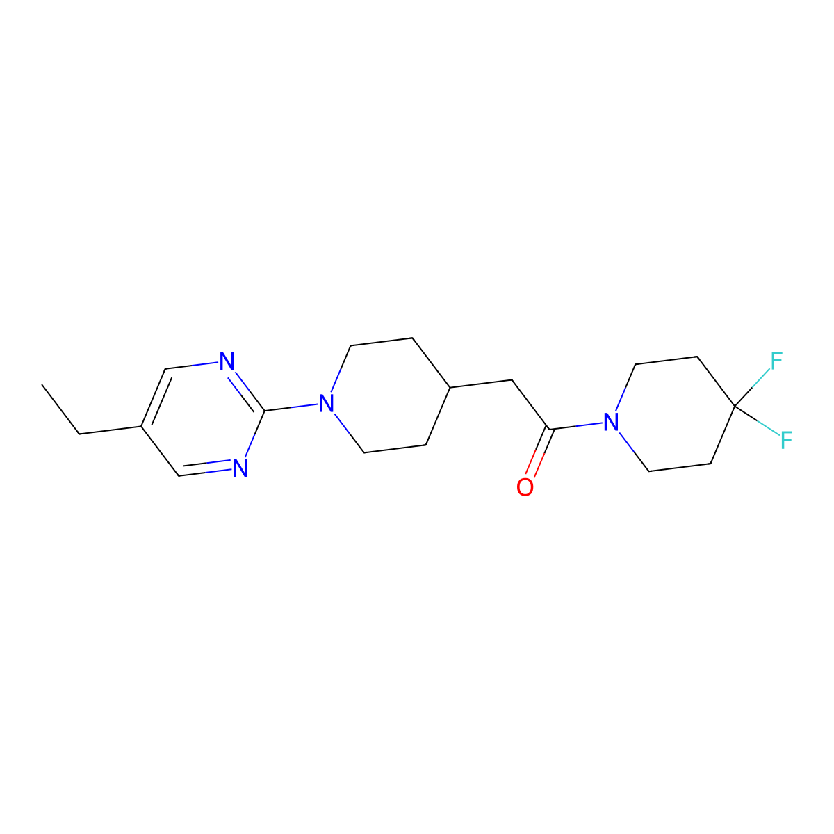 1-(4,4-Difluoropiperidin-1-yl)-2-[1-(5-ethylpyrimidin-2-yl)piperidin-4-yl]ethan-1-one molecular structure, CAS 3054575-67-3