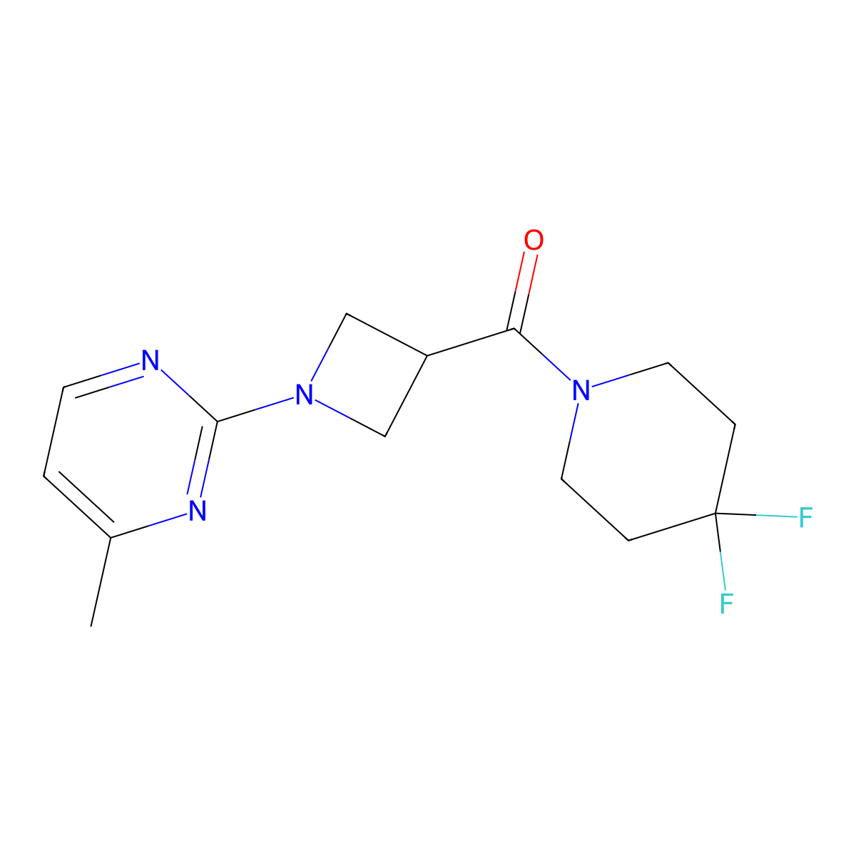 2-[3-(4,4-Difluoropiperidine-1-carbonyl)azetidin-1-yl]-4-methylpyrimidine molecular structure, CAS 3054575-68-4