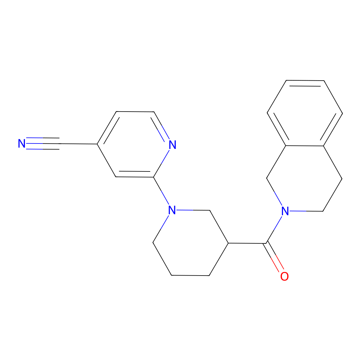 2-[3-(1,2,3,4-Tetrahydroisoquinoline-2-carbonyl)piperidin-1-yl]pyridine-4-carbonitrile molecular structure, CAS 3054575-75-3