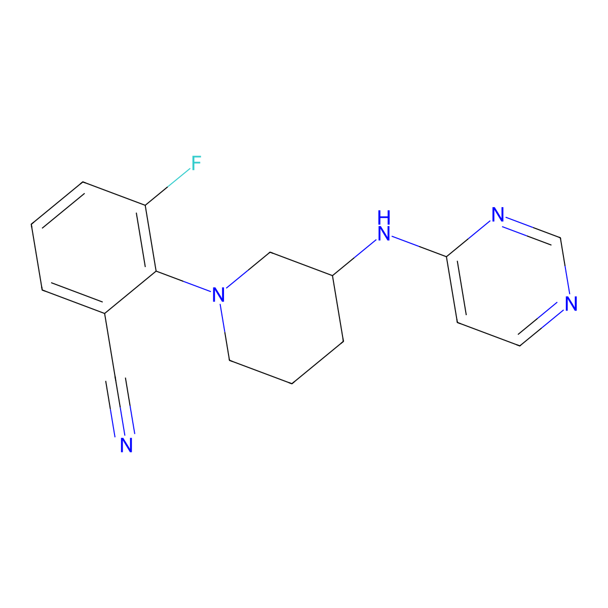 3-Fluoro-2-{3-[(pyrimidin-4-yl)amino]piperidin-1-yl}benzonitrile molecular structure, CAS 3054575-78-6