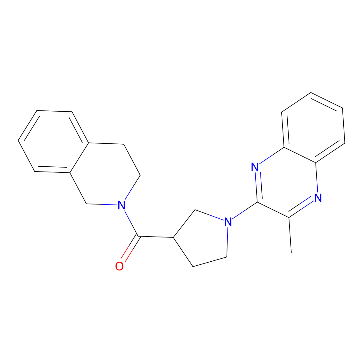 2-Methyl-3-[3-(1,2,3,4-tetrahydroisoquinoline-2-carbonyl)pyrrolidin-1-yl]quinoxaline molecular structure, CAS 3054575-79-7