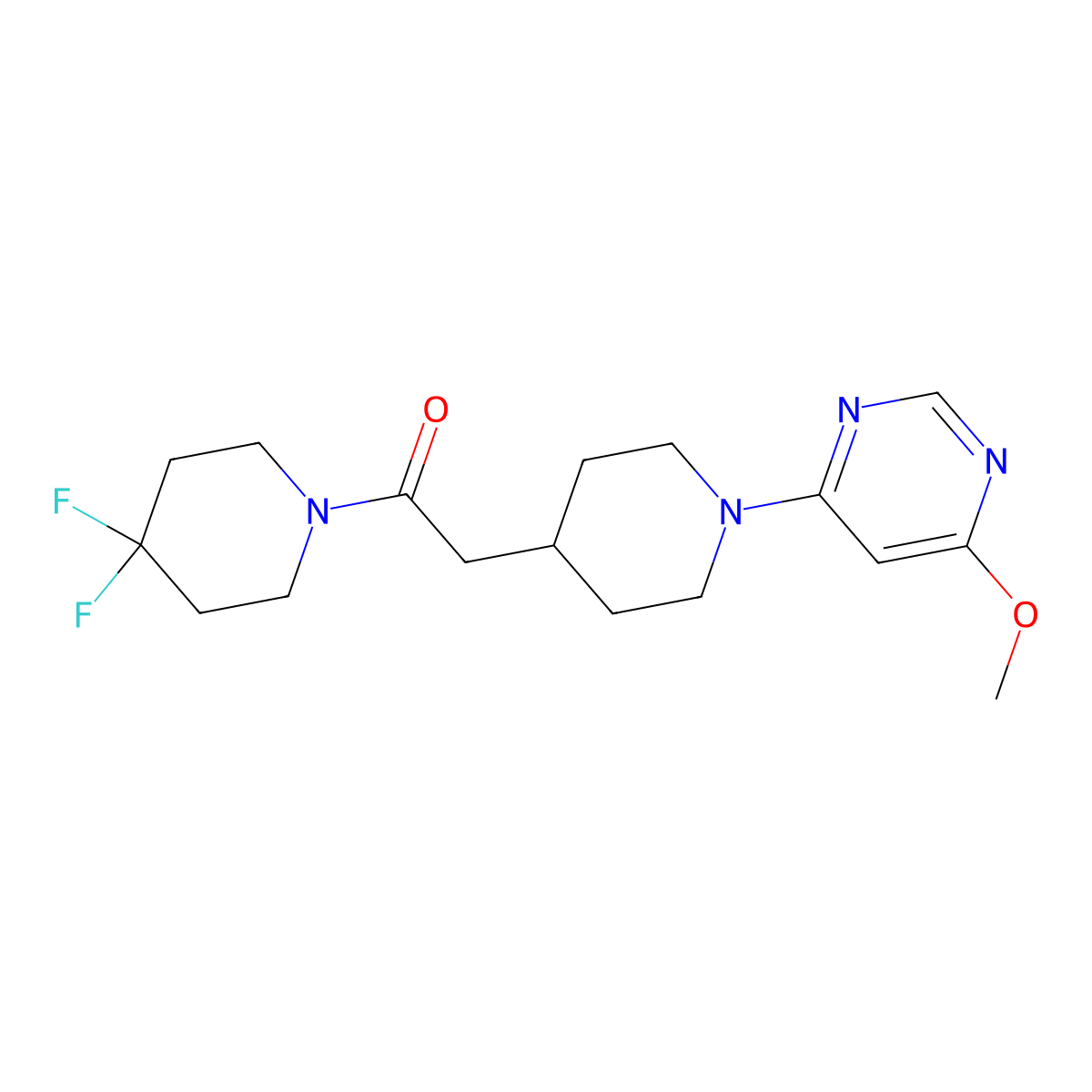 1-(4,4-Difluoropiperidin-1-yl)-2-[1-(6-methoxypyrimidin-4-yl)piperidin-4-yl]ethan-1-one molecular structure, CAS 3054575-81-1