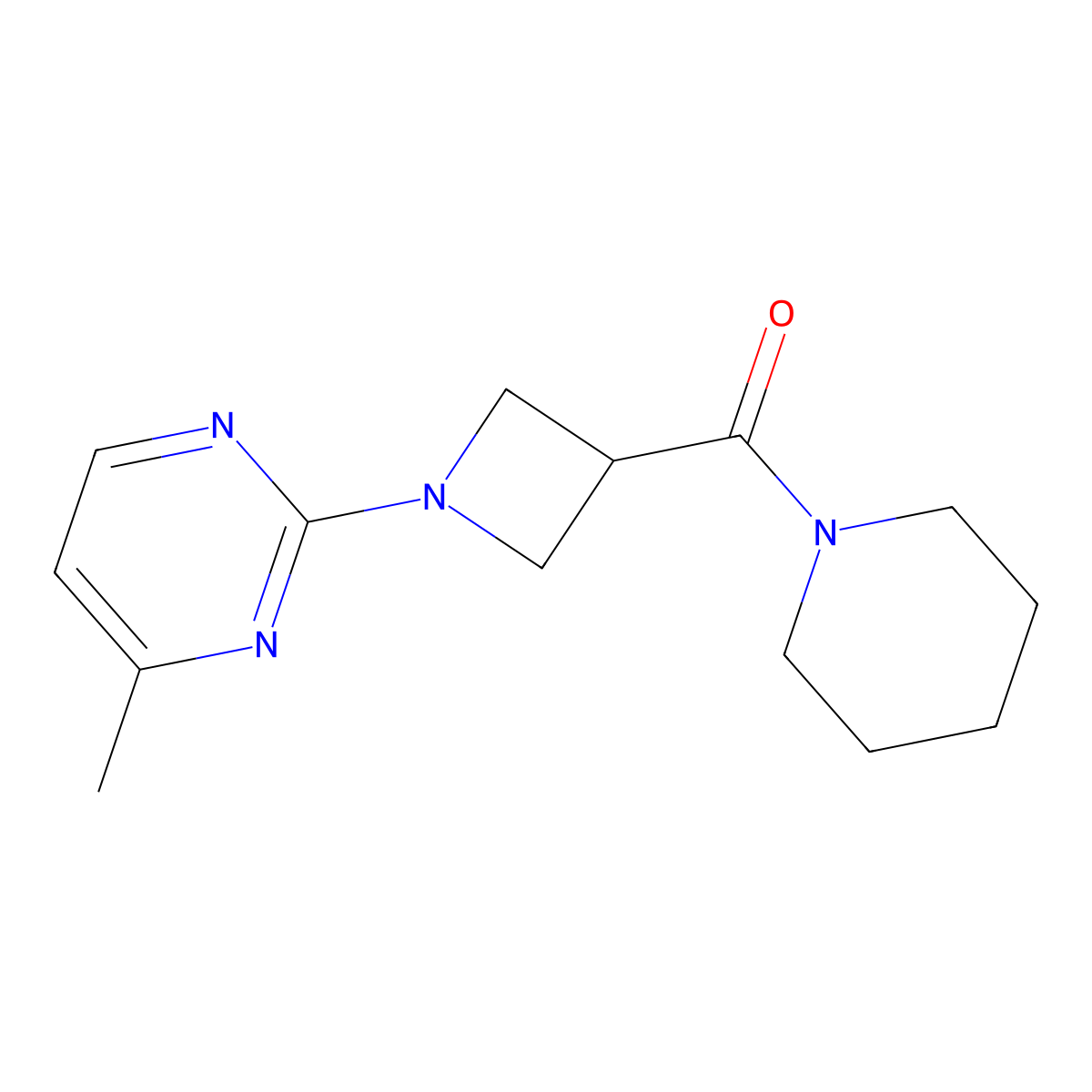 4-Methyl-2-[3-(piperidine-1-carbonyl)azetidin-1-yl]pyrimidine molecular structure, CAS 3054575-82-2