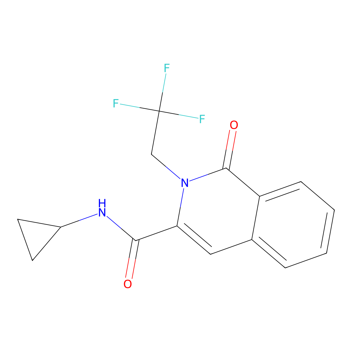 N-cyclopropyl-1-oxo-2-(2,2,2-trifluoroethyl)-1,2-dihydroisoquinoline-3-carboxamide molecular structure, CAS 3054575-85-5
