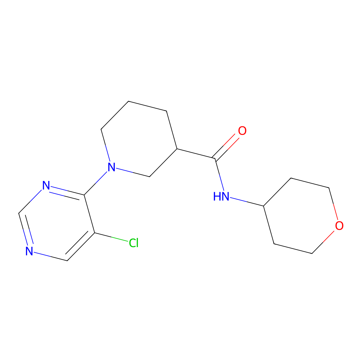 1-(5-chloropyrimidin-4-yl)-N-(oxan-4-yl)piperidine-3-carboxamide molecular structure, CAS 3054575-96-8