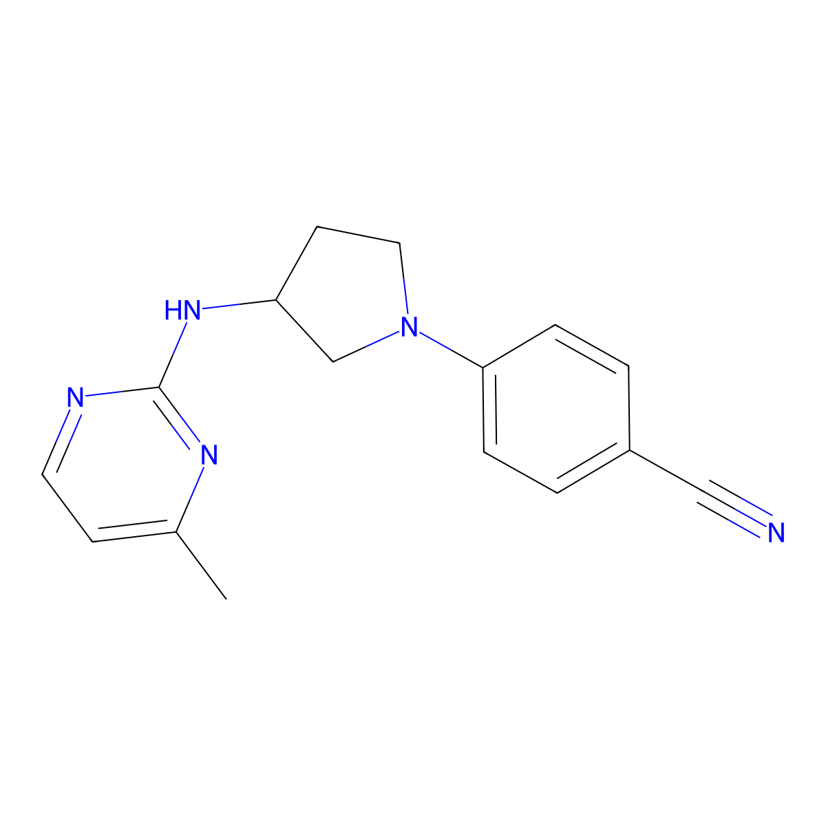 4-{3-[(4-Methylpyrimidin-2-yl)amino]pyrrolidin-1-yl}benzonitrile molecular structure, CAS 3054575-99-1