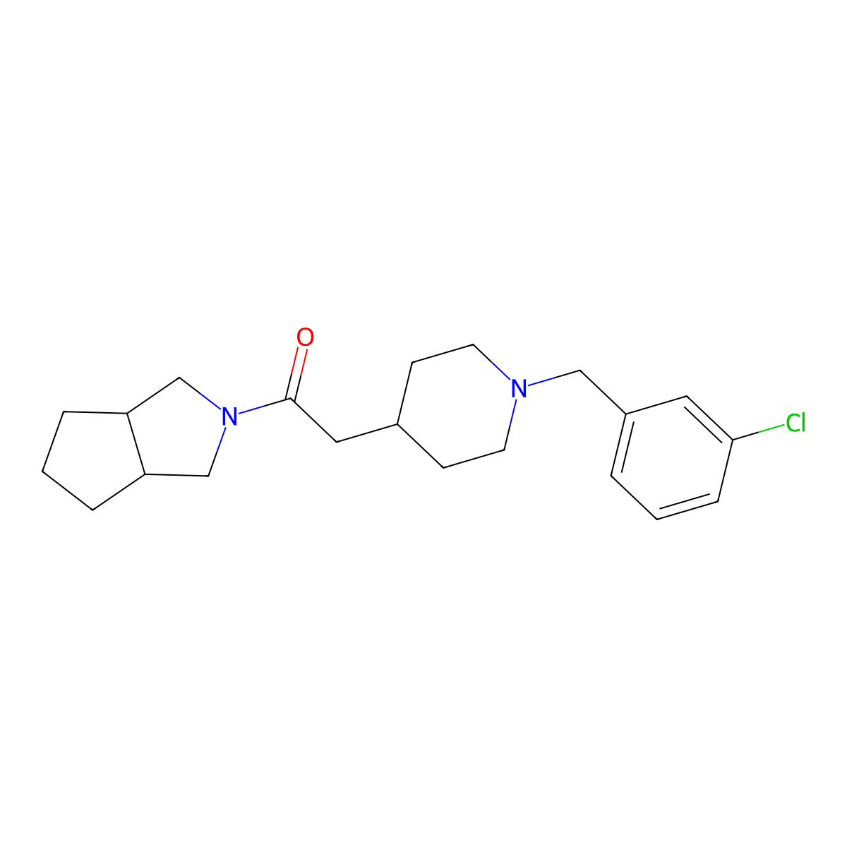 2-{1-[(3-Chlorophenyl)methyl]piperidin-4-yl}-1-{octahydrocyclopenta[c]pyrrol-2-yl}ethan-1-one molecular structure, CAS 3054576-04-1