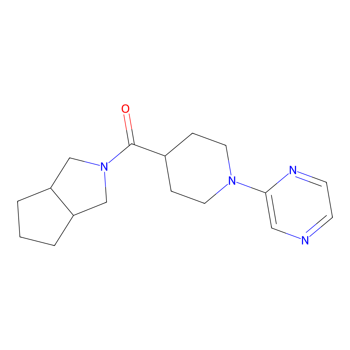 2-(4-{Octahydrocyclopenta[c]pyrrole-2-carbonyl}piperidin-1-yl)pyrazine molecular structure, CAS 3054576-07-4