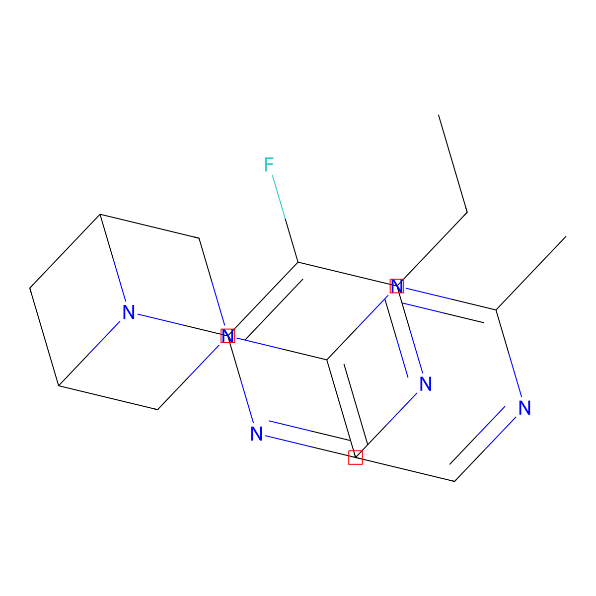 6-(6-Ethyl-5-fluoropyrimidin-4-yl)-3-(2-methylpyrimidin-4-yl)-3,6-diazabicyclo[3.1.1]heptane molecular structure, CAS 3054576-09-6