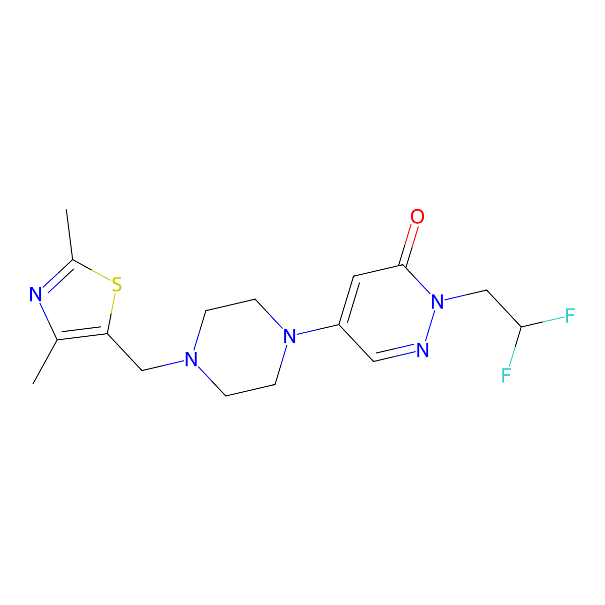 2-(2,2-Difluoroethyl)-5-{4-[(2,4-dimethyl-1,3-thiazol-5-yl)methyl]piperazin-1-yl}-2,3-dihydropyridazin-3-one molecular structure, CAS 3054576-11-0