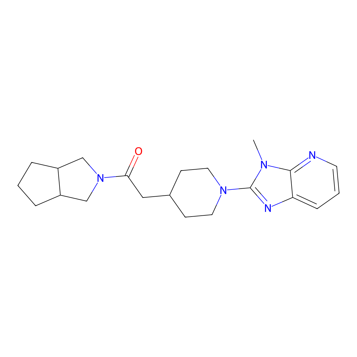 2-(1-{3-methyl-3H-imidazo[4,5-b]pyridin-2-yl}piperidin-4-yl)-1-{octahydrocyclopenta[c]pyrrol-2-yl}ethan-1-one molecular structure, CAS 3054576-21-2
