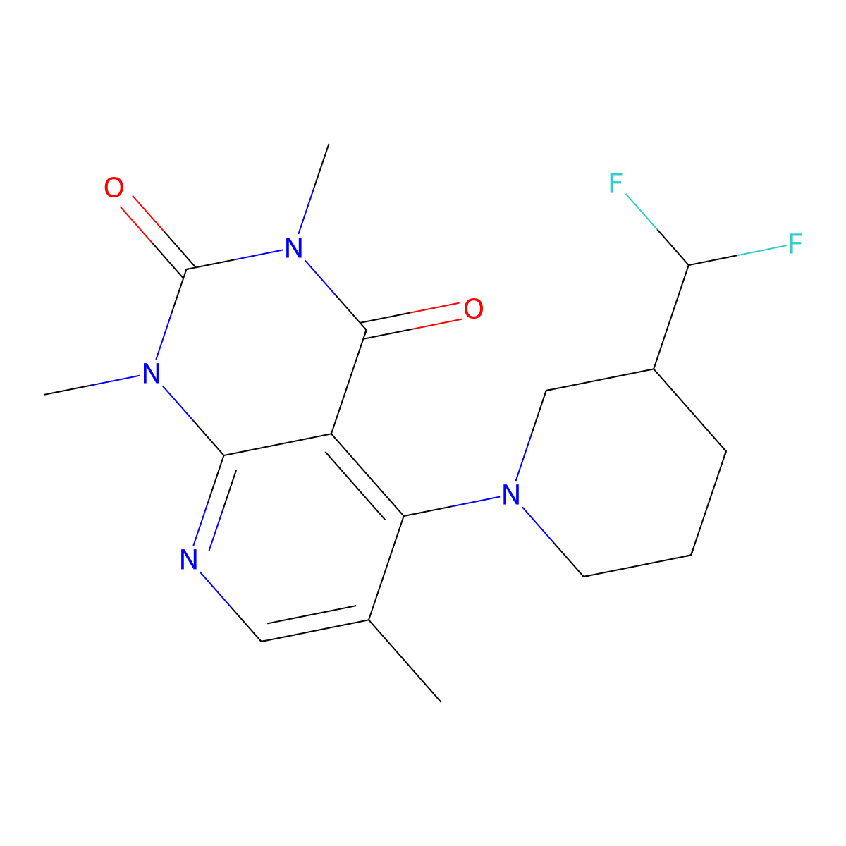 5-[3-(difluoromethyl)piperidin-1-yl]-1,3,6-trimethyl-1H,2H,3H,4H-pyrido[2,3-d]pyrimidine-2,4-dione molecular structure, CAS 3054576-24-5