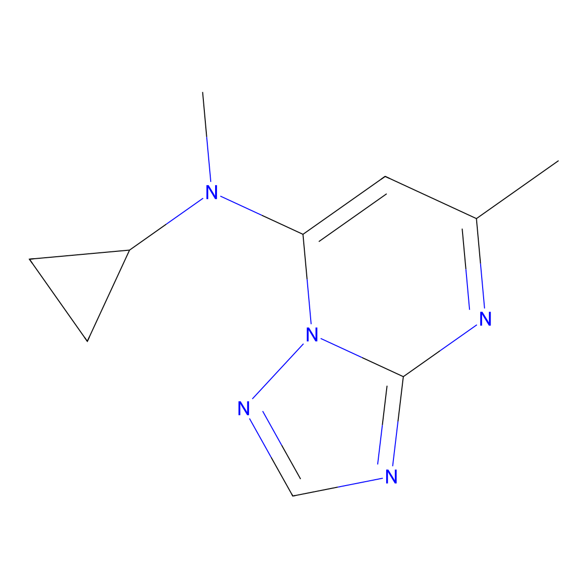 N-cyclopropyl-N,5-dimethyl-[1,2,4]triazolo[1,5-a]pyrimidin-7-amine molecular structure, CAS 3054576-25-6